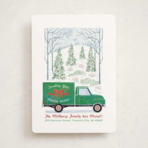 This is a evergreen non photo holiday cards with standard by Paper Sun Studio called moving along printing on signature in standard