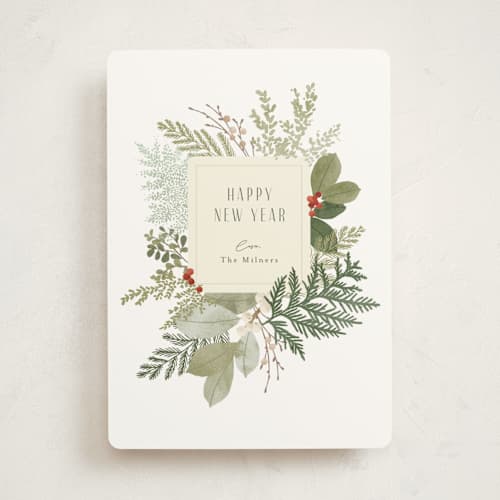 This is a starlight non photo holiday cards with standard by Jennifer Wick called juniper printing on signature in standard