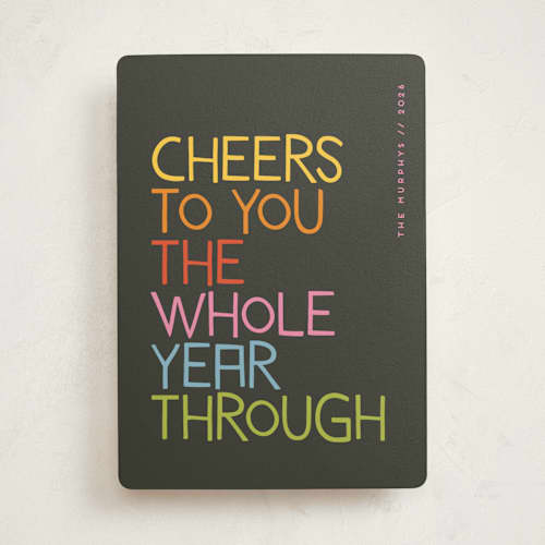 This is a neon non photo holiday cards with standard by Snow and Ivy called love and cheer printing on signature in standard