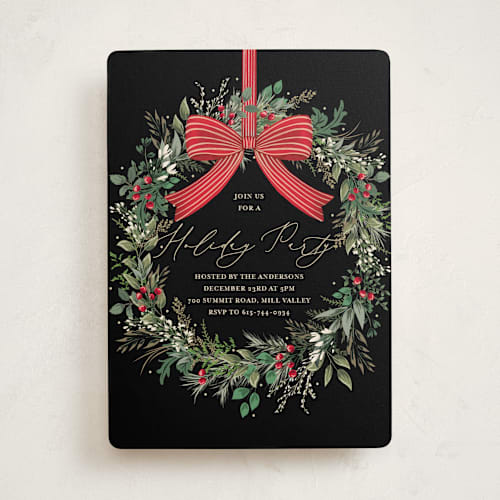 This is a holly berry holiday party invitations with standard by Susan Moyal called festive holiday printing on signature in standard