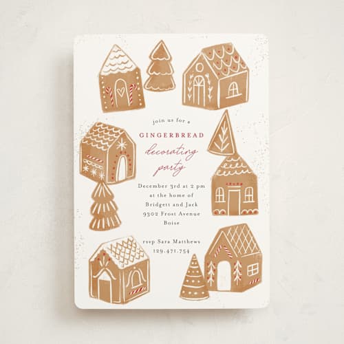 This is a icing holiday party invitations with standard by Rebecca Durflinger called gingerbread bakery printing on signature in standard