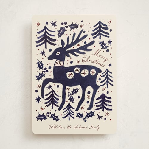 This is a indigo met with standard by Cass Loh called whimsical stag printing on signature in standard