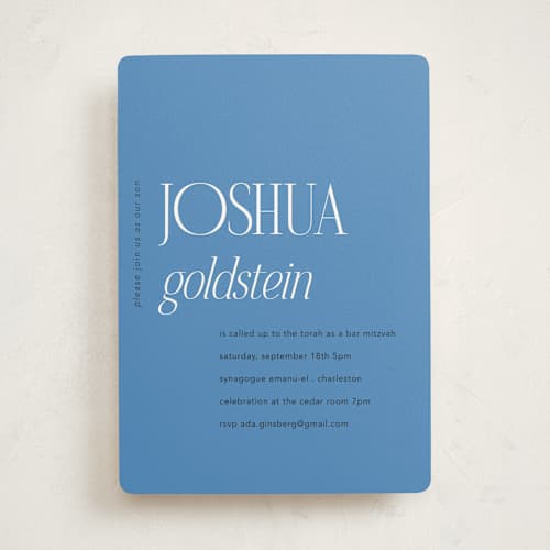 This is a lagoon bar mitzvah bat mitzvah invitations with standard by Morgan Kendall called modern classic printing on signature in standard