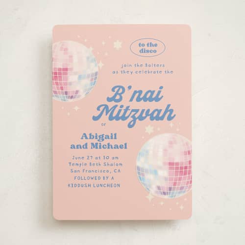 This is a candy bar mitzvah bat mitzvah invitations with standard by Creo Study called to the disco printing on signature in standard