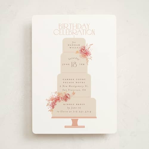 This is a peach party invitations with standard by Hudson meet Rose called a cake to celebrate printing on signature in standard