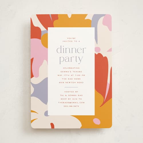 This is a sunset party invitations with standard by Olivia Raufman called efflorescent printing on signature in standard