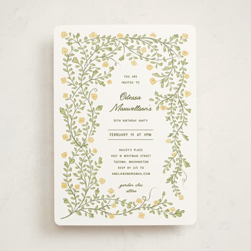 This is a limonada party invitations with standard by Kamala Nahas called summer garden printing on signature in standard
