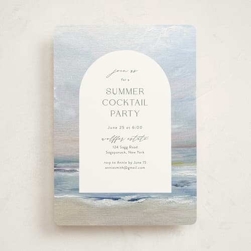 This is a sky party invitations with standard by Nicoletta Savod called cocktails on the beach printing on signature in standard