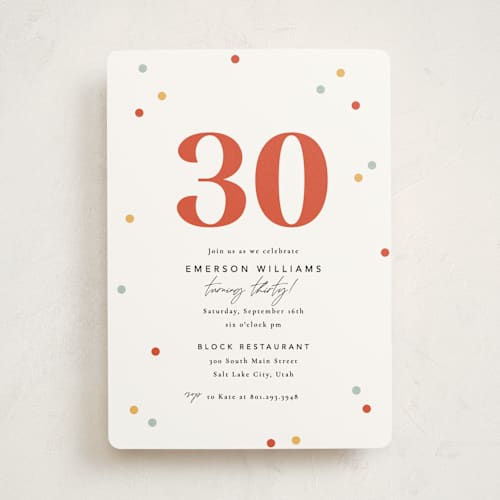 This is a vanilla party invitations with standard by Robert and Stella called cute confetti printing on signature in standard