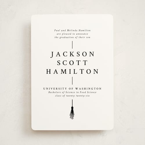 This is a onyx graduation announcements with standard by Amy Payne called tassel line printing on signature in standard