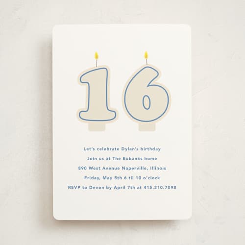 This is a azure sweet sixteen birthday party invitations with standard by Baumbirdy called retro sixteen candles printing on signature in standard
