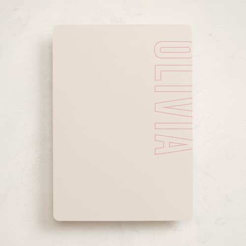 This is a cream personalized stationery thank you cards with standard by Ilene Guy called big name printing on signature in 5x7