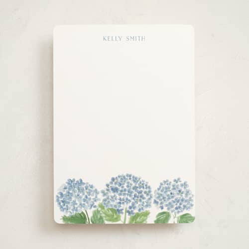 This is a sky personalized stationery thank you cards with standard by Lydia Carns called hydrangea love printing on signature in 5x7