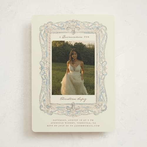 This is a denim sweet sixteen birthday party invitations with standard by Creo Study called regency frame printing on signature in standard