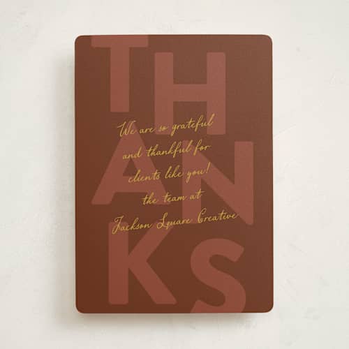 This is a acorn thanksgiving cards invitations with standard by Ashlee Townsend called thanks over thanks printing on signature in standard