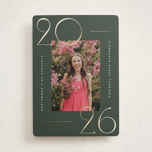 This is a ivy graduation announcements with foil pressed by Kelly Schmidt called numbered printing on signature in standard
