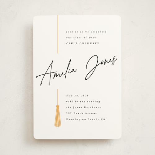This is a sunshine graduation invitations with standard by Owl and Toad called written out printing on signature in standard