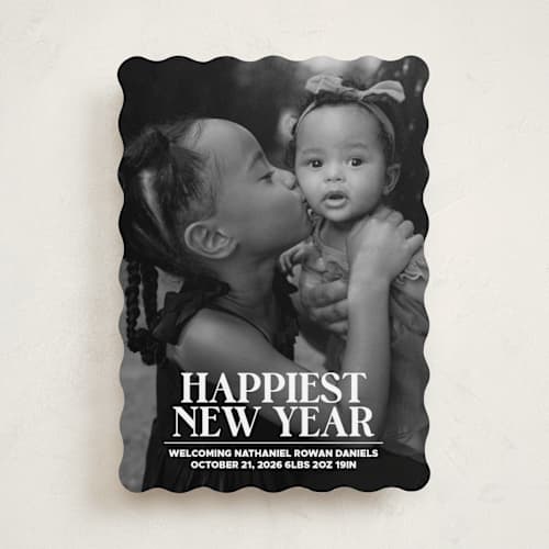 This is a snowfall babys first christmas with standard by Jenna Holcomb called news printing on recycled smooth signature in standard