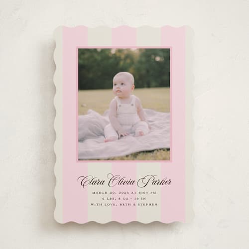 This is a fragola birth announcements with standard by Megan Davis called gelato printing on recycled smooth signature in standard