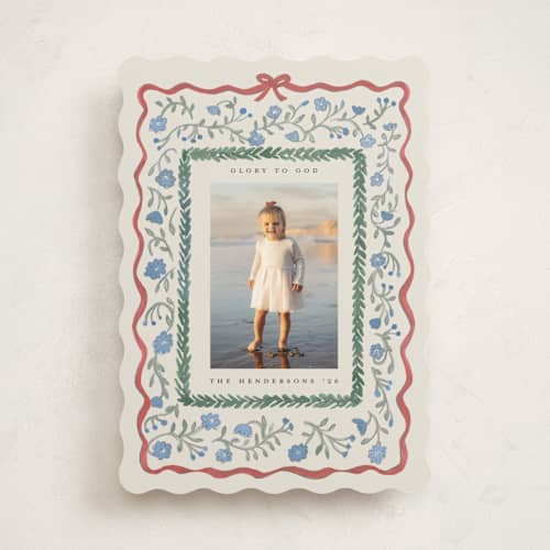 This is a halo photo christmas cards with standard by Teju Reval called floral border printing on recycled smooth signature in standard