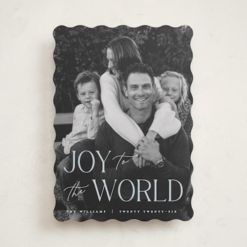 This is a sky photo christmas cards with standard by Pixel and Hank called all joy to the world printing on recycled smooth signature in standard