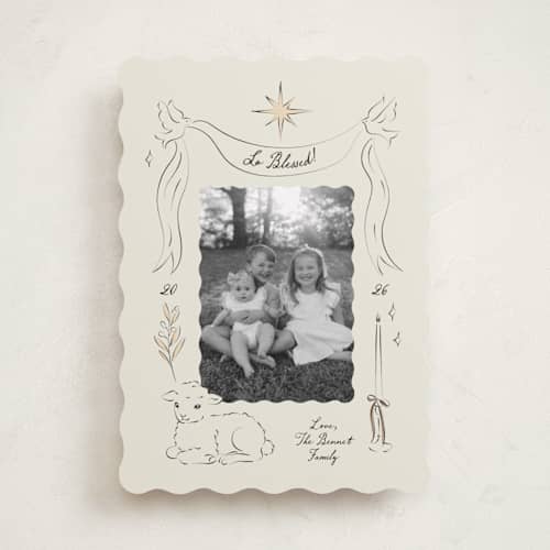 This is a pearl photo christmas cards with standard by Helena Vitto called a holy light printing on recycled smooth signature in standard
