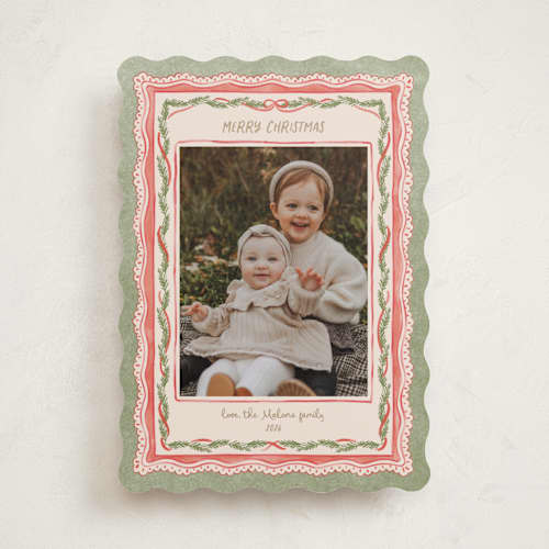 This is a stocking photo christmas cards with standard by Creo Study called border maximalism printing on recycled smooth signature in standard