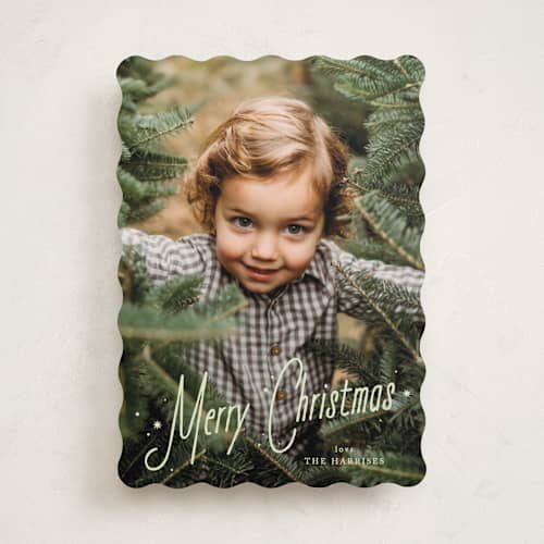This is a pistachio photo christmas cards with standard by Kate Ahn called cafe printing on recycled smooth signature in standard