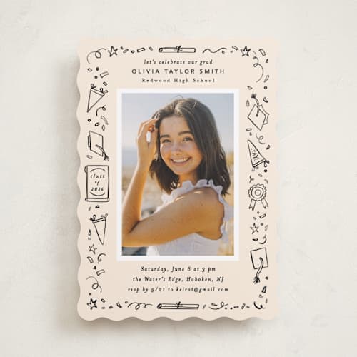 This is a sand graduation invitations with standard by Creo Study called iconic printing on recycled smooth signature in standard