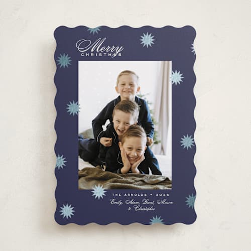 This is a twilight foil pressed holiday cards with foil pressed by Alston Foster called wonder printing on recycled smooth signature in standard