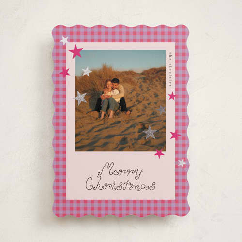 This is a candy foil pressed holiday cards with foil pressed by Vivian Yiwing called stickers printing on recycled smooth signature in standard