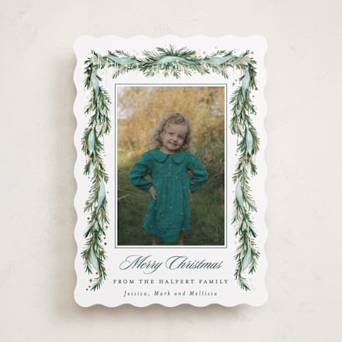 This is a duck egg foil pressed holiday cards with foil pressed by Sarah Knight called twinkle printing on recycled smooth signature in standard