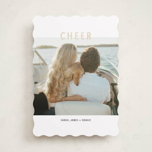 This is a juniper foil pressed holiday cards with foil pressed by Diane Pearse called kinfolk christmas printing on recycled smooth signature in standard