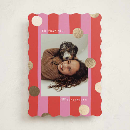 This is a winter berry foil pressed holiday cards with foil pressed by Maria Alou called bold gift printing on recycled smooth signature in standard