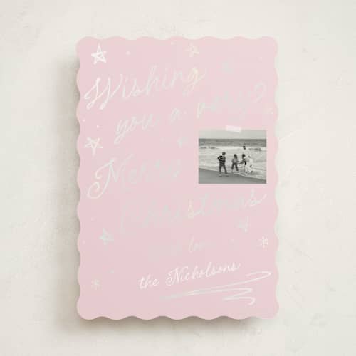 This is a frosting gloss press holiday cards with gloss press by Vivian Yiwing called doodles printing on recycled smooth signature in standard