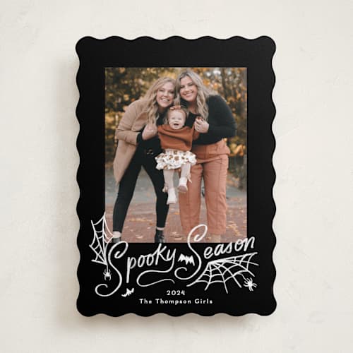 This is a midnight halloween party invitations cards with standard by Becky Nimoy called spooky season printing on recycled smooth signature in standard
