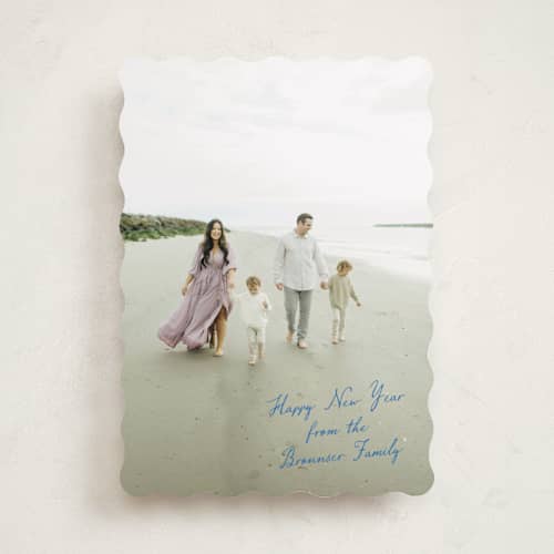 This is a juniper new year photo cards with standard by Pixel and Hank called noted printing on recycled smooth signature in standard