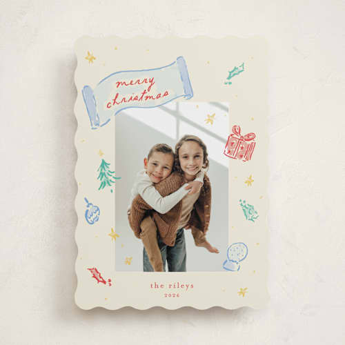 This is a holly berry holiday photo cards with standard by Sarah Rosenthal called fabled holly printing on recycled smooth signature in standard