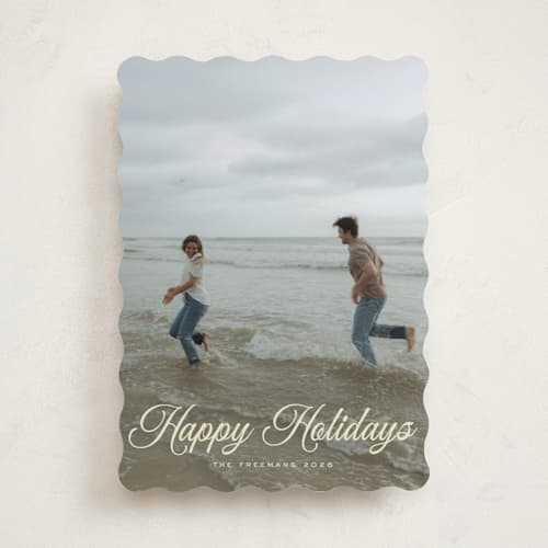 This is a buttercream holiday photo cards with standard by Nicole Walsh called gathered printing on recycled smooth signature in standard