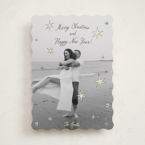This is a wintermint holiday photo cards with standard by Helena Vitto called the stars printing on recycled smooth signature in standard