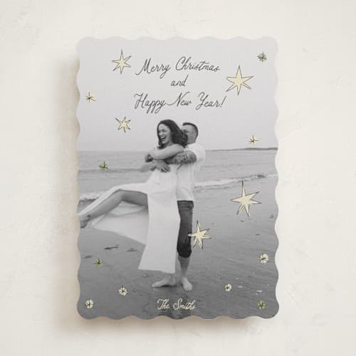 This is a balsam fir holiday photo cards with standard by Helena Vitto called the stars printing on recycled smooth signature in standard
