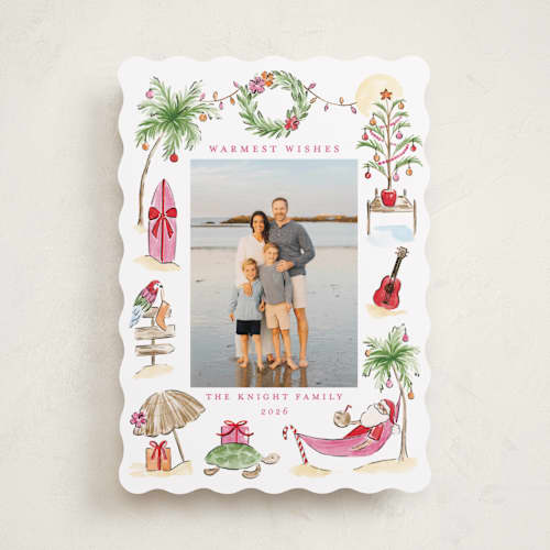 This is a hibiscus holiday photo cards with standard by Sarah Knight called ohana printing on recycled smooth signature in standard