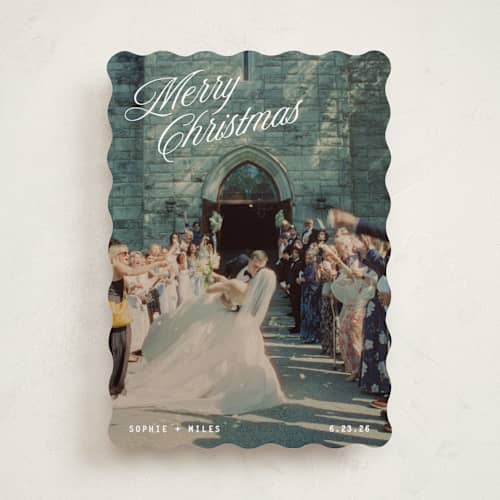 This is a snow holiday photo cards with standard by Kristie Kern called pomeroy printing on recycled smooth signature in standard
