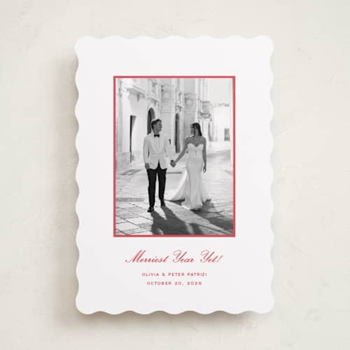 This is a peppermint holiday photo cards with standard by Megan Davis called galerie printing on recycled smooth signature in standard