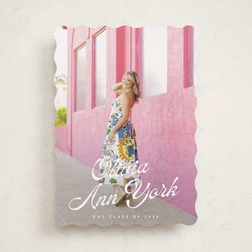 This is a diamond graduation announcements with standard by Julie Ley called modern retro printing on recycled smooth signature in standard