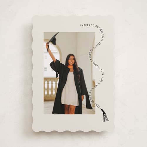 This is a nero graduation announcements with standard by Pati Cascino called celebra printing on recycled smooth signature in standard