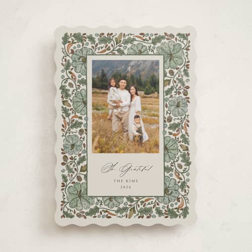 This is a turquoise thanksgiving cards invitations with standard by Jen Owens called harvests printing on recycled smooth signature in standard