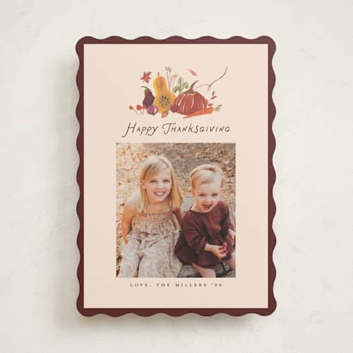This is a berry thanksgiving cards invitations with standard by Teju Reval called fall produce printing on recycled smooth signature in standard