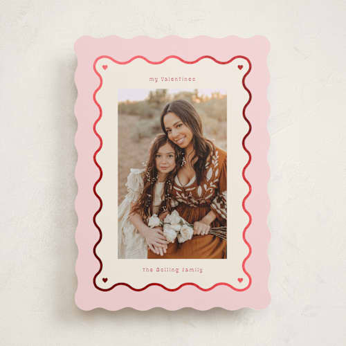 This is a ballet slipper foil stamped valentine cards with foil pressed by Baumbirdy called wavy border printing on recycled smooth signature in standard