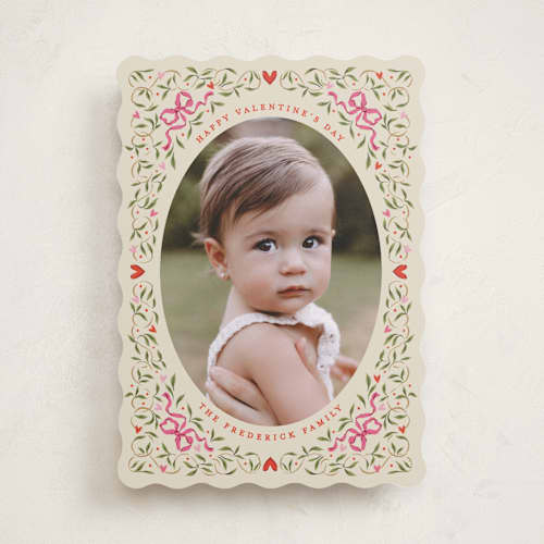 This is a latte valentines day with standard by Jackie Crawford called corner bow frame printing on recycled smooth signature in standard